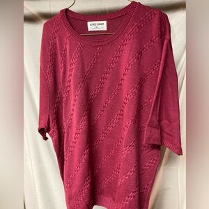 Alfred Dunner Raspberry Knit Sweater Short Sleeve